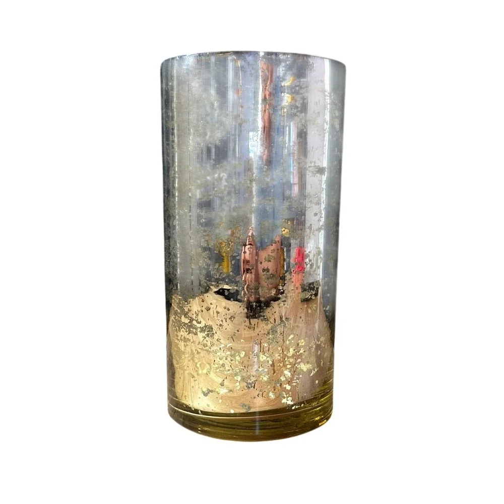 Way to Celebrate Mercury Gold Glass Cylinder Vase 7.7in BSS7299WT Metallic Decor
